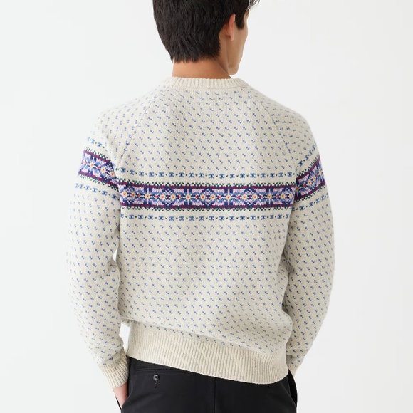 NWT J Crew 100% Lambswool Fair Isle Donegal Sweater in Ivory - Picture 2 of 5